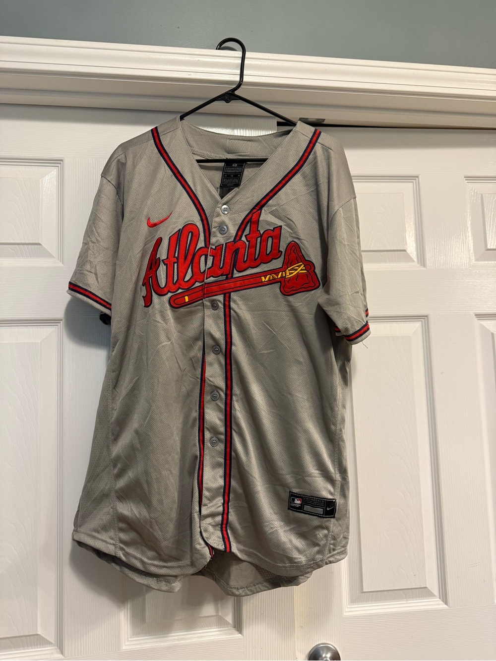 IC COLLECTION Gray Mesh Jersey with Red and Black Embroidery